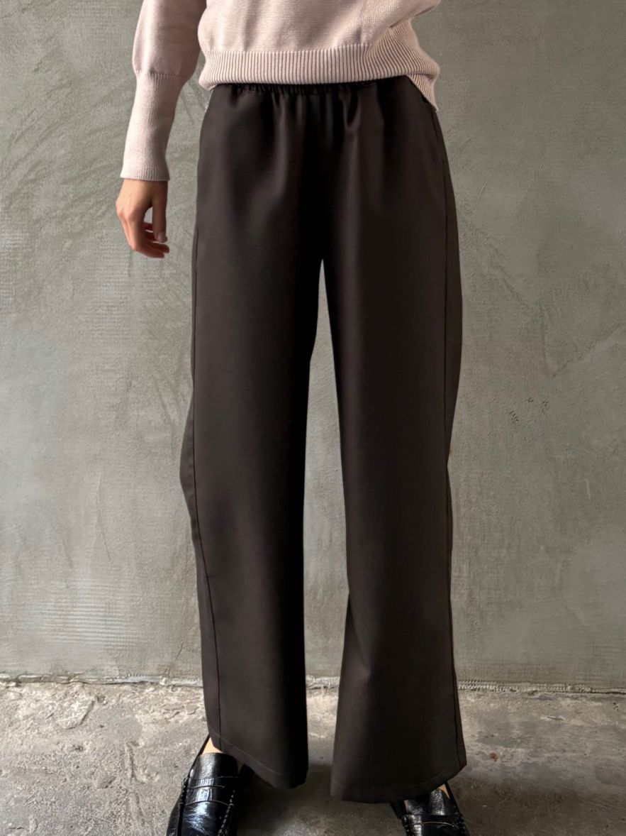 Spodnie bawełniane szerokie CULOTTES z gumką w pasie bez suwaka