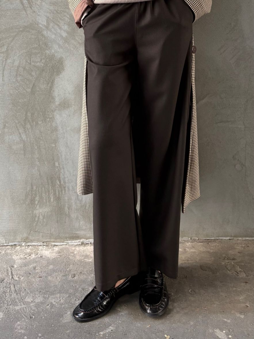 Spodnie bawełniane szerokie CULOTTES z gumką w pasie bez suwaka