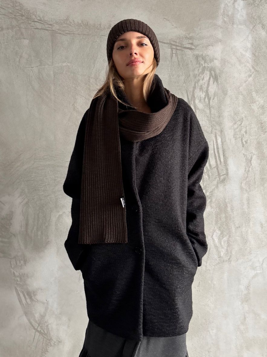 Komplet 100% Merino Wełniana Czapka i Wełniany Zimowy SZAL merino unisex czekolada