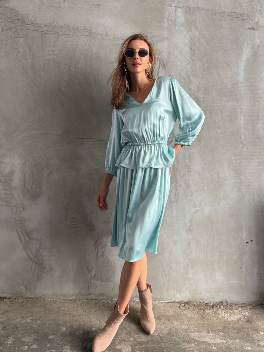SHOP THE LOOK 15 - komplet jedwabny miętowy