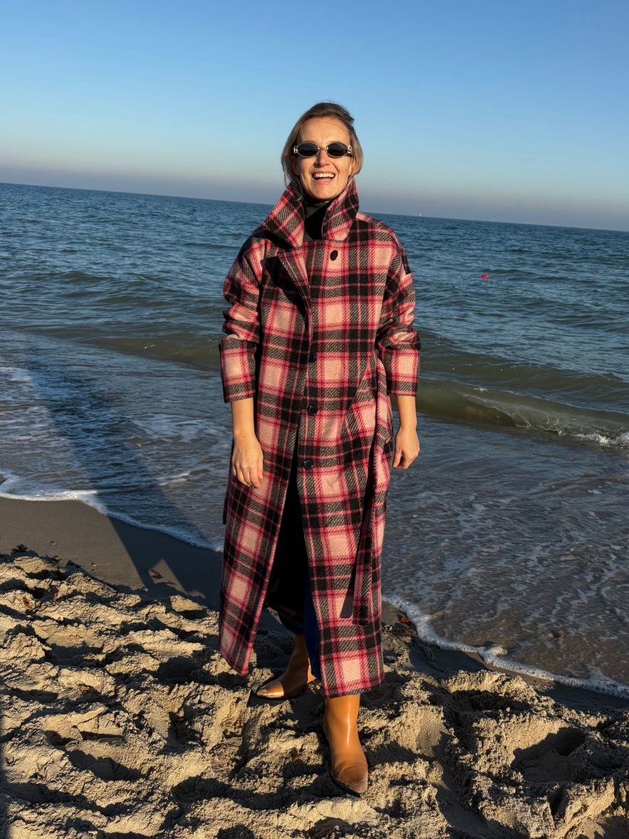 Płaszcz Wełniany Kind of Magic różowa krata