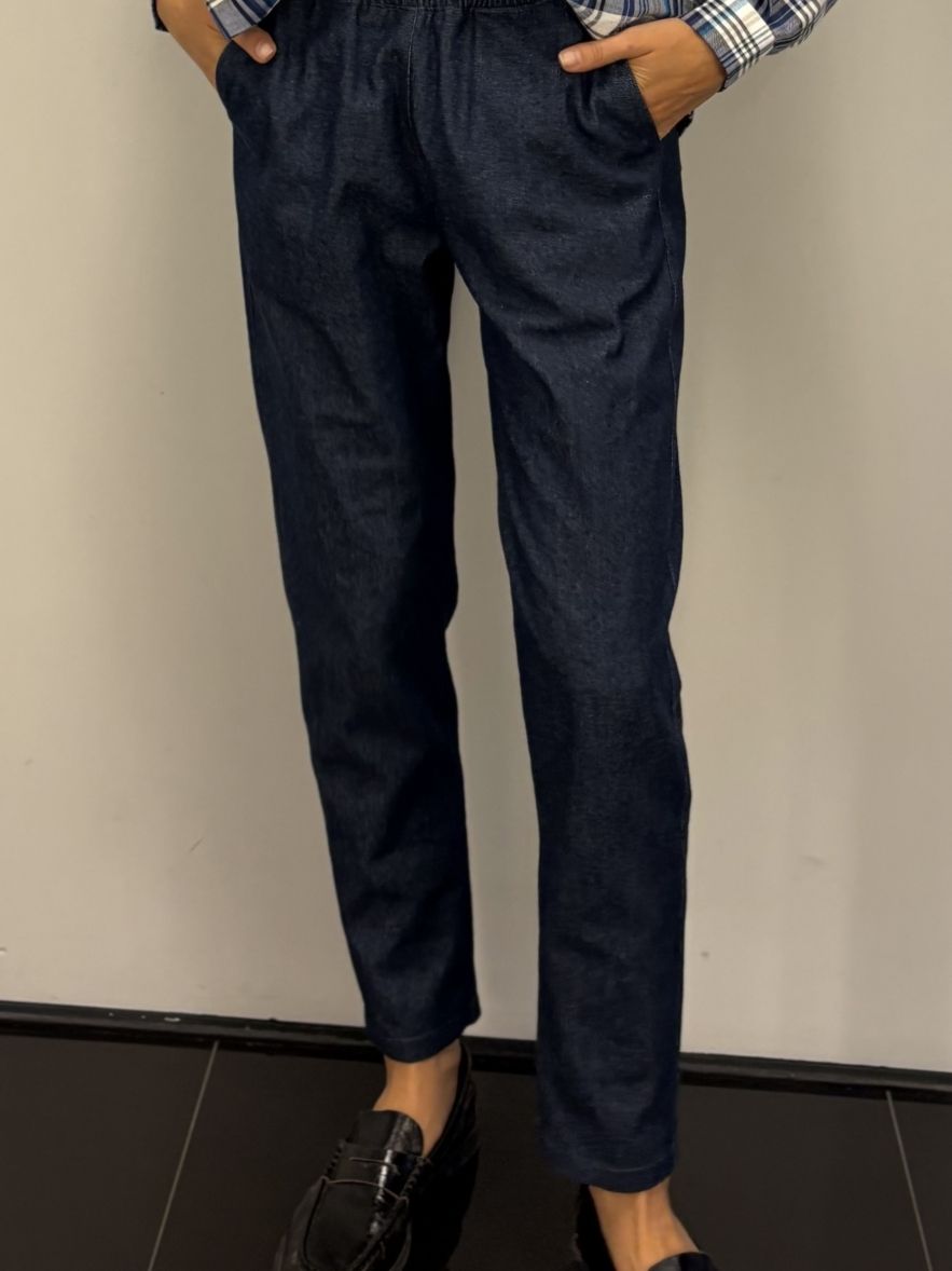 Spodnie Loose jeansowe ciemny granat bawełna 100%