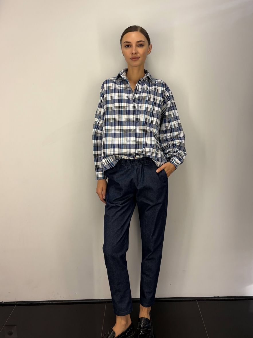 Spodnie Loose jeansowe ciemny granat bawełna 100%