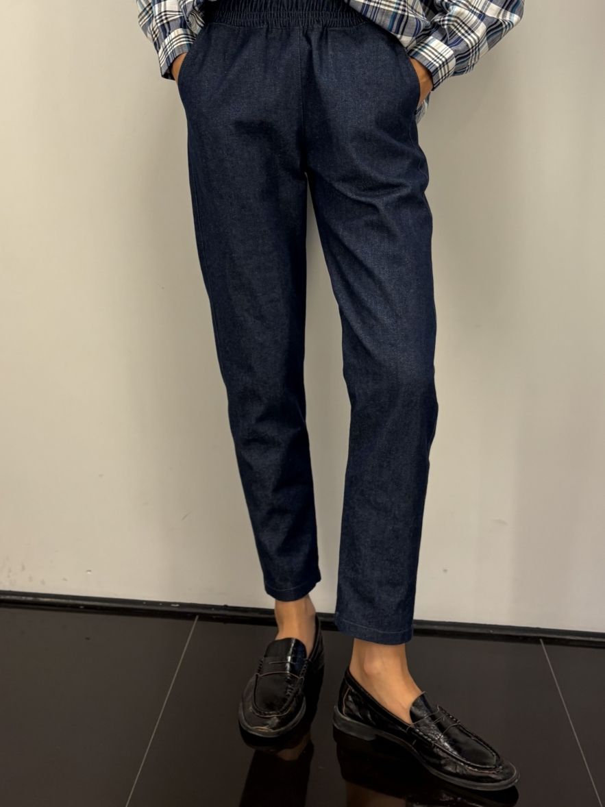 Spodnie Loose jeansowe ciemny granat bawełna 100%