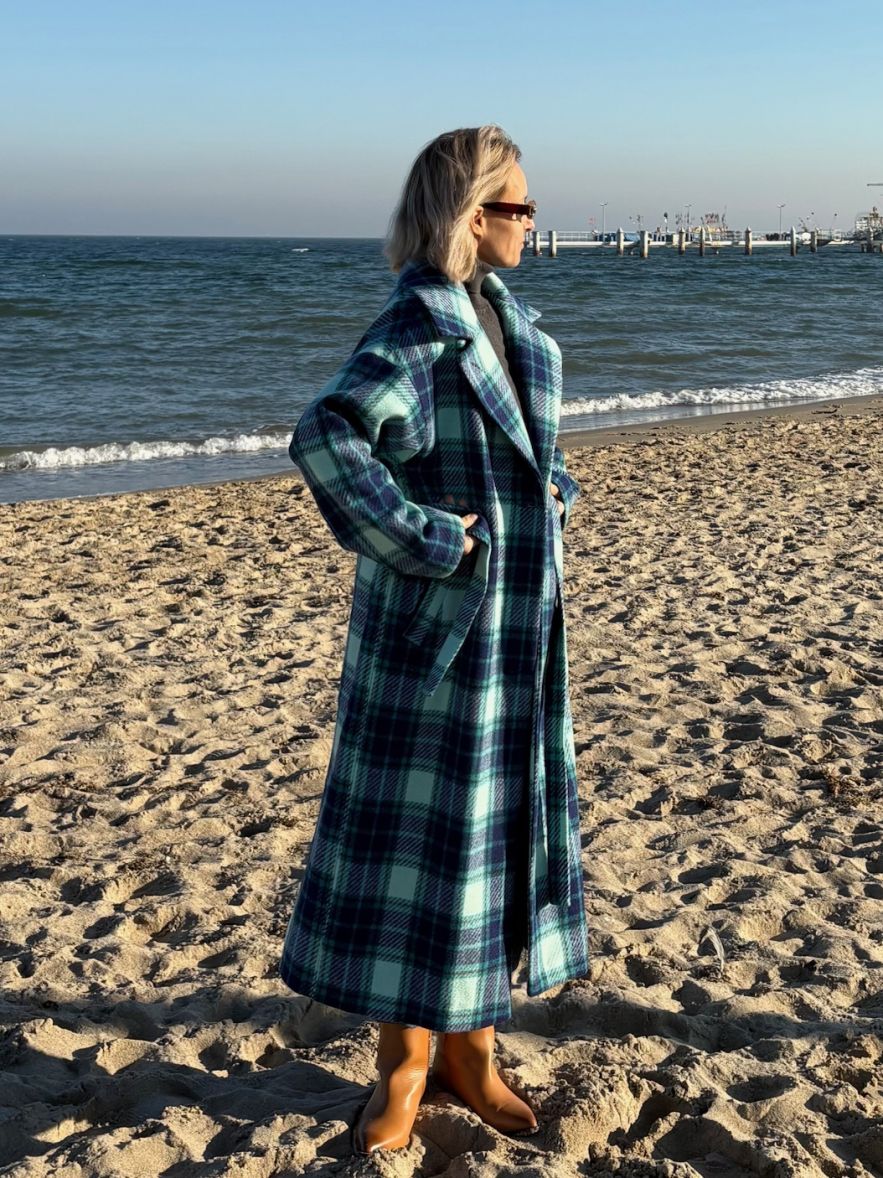 Płaszcz Wełniany Kind of Magic granatowa krata