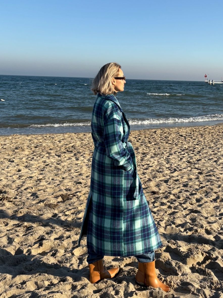 Płaszcz Wełniany Kind of Magic granatowa krata