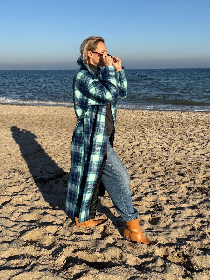 Płaszcz Wełniany Kind of Magic granatowa krata