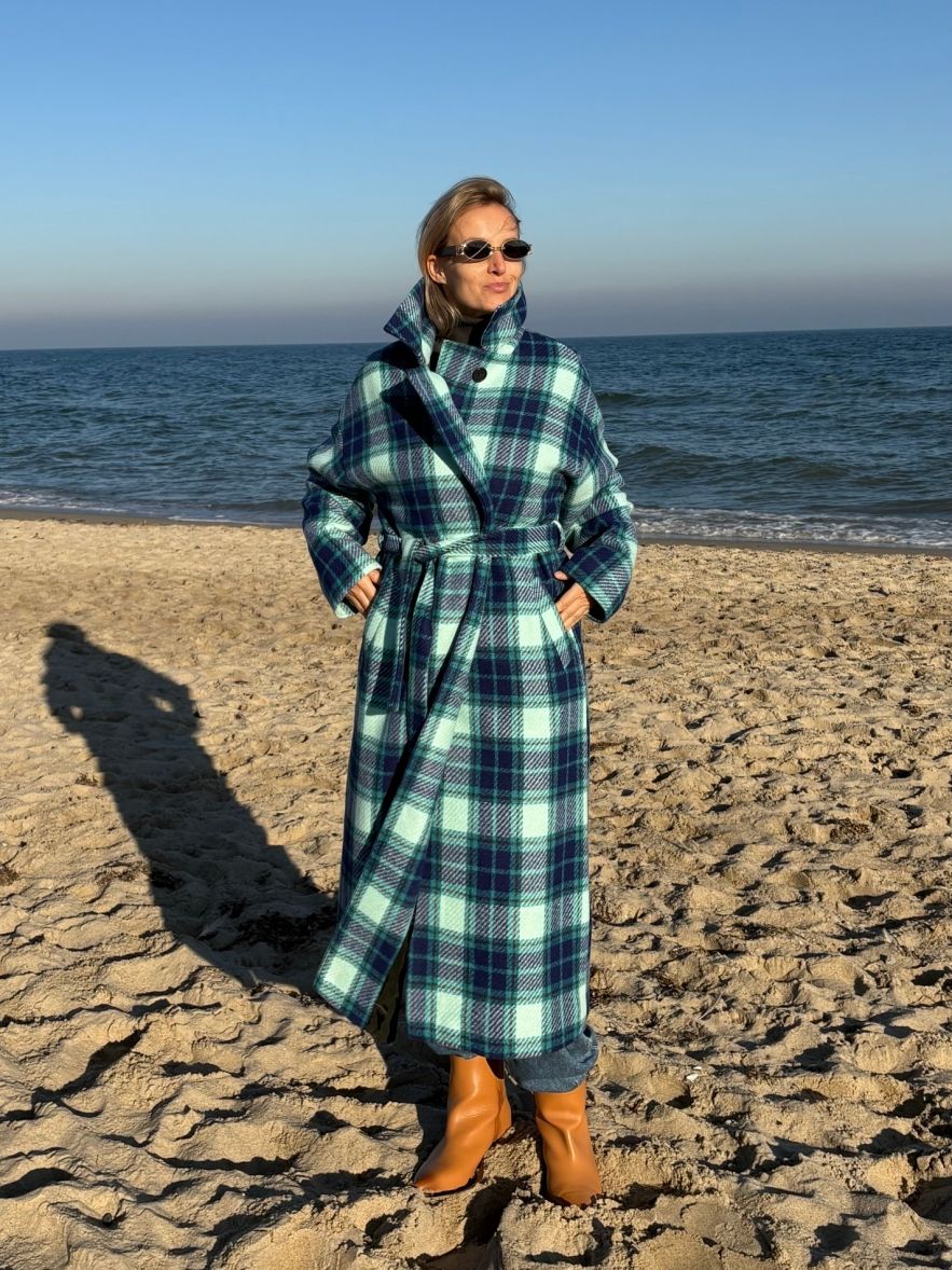 Płaszcz Wełniany Kind of Magic granatowa krata