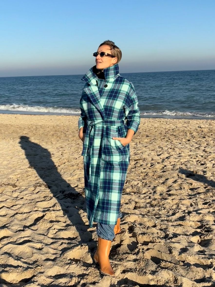 Płaszcz Wełniany Kind of Magic granatowa krata