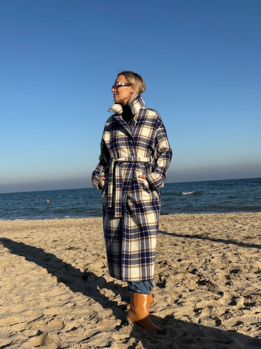 Płaszcz Wełniany Kind of Magic niebieska krata