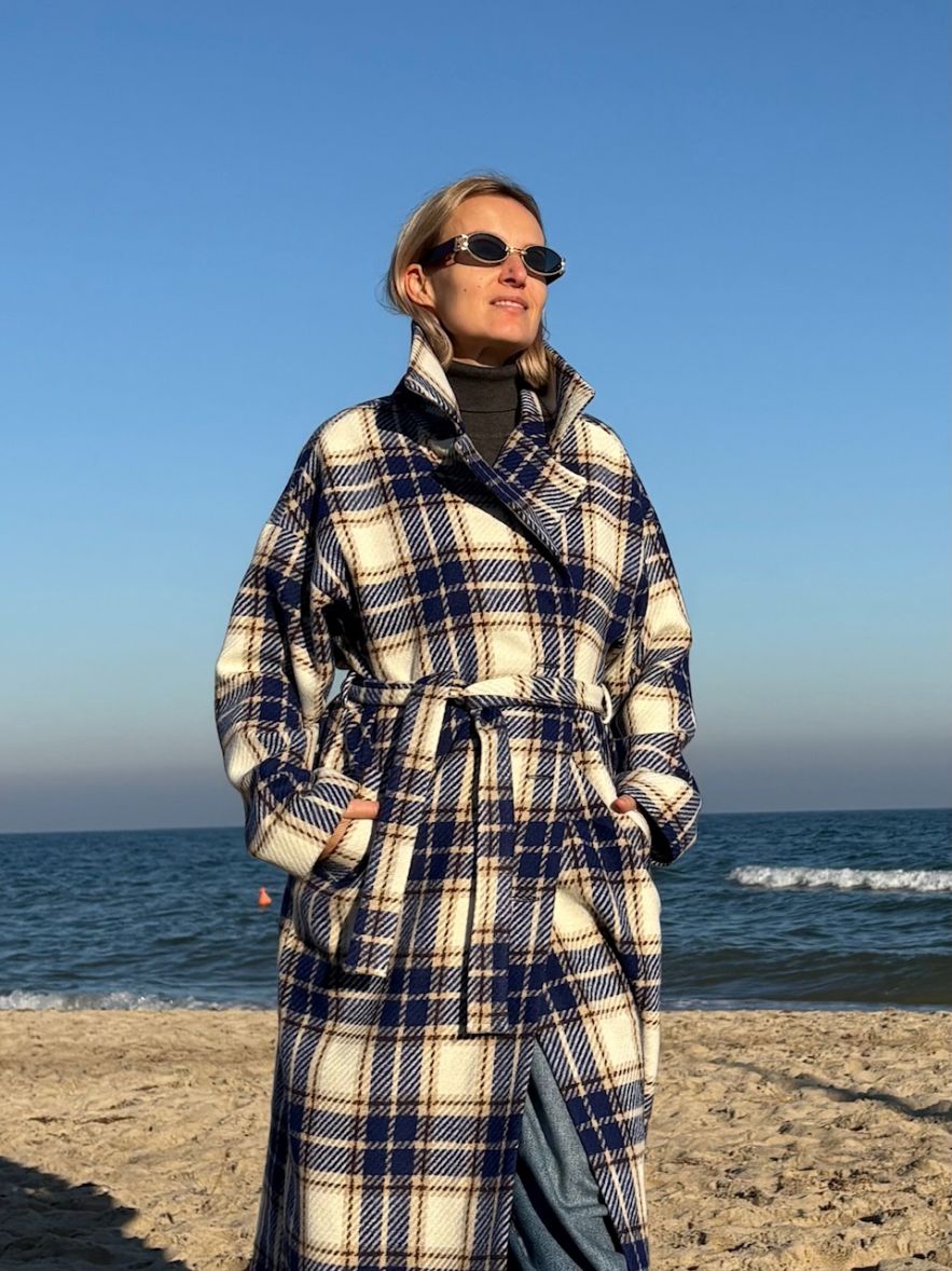 Płaszcz Wełniany Kind of Magic niebieska krata