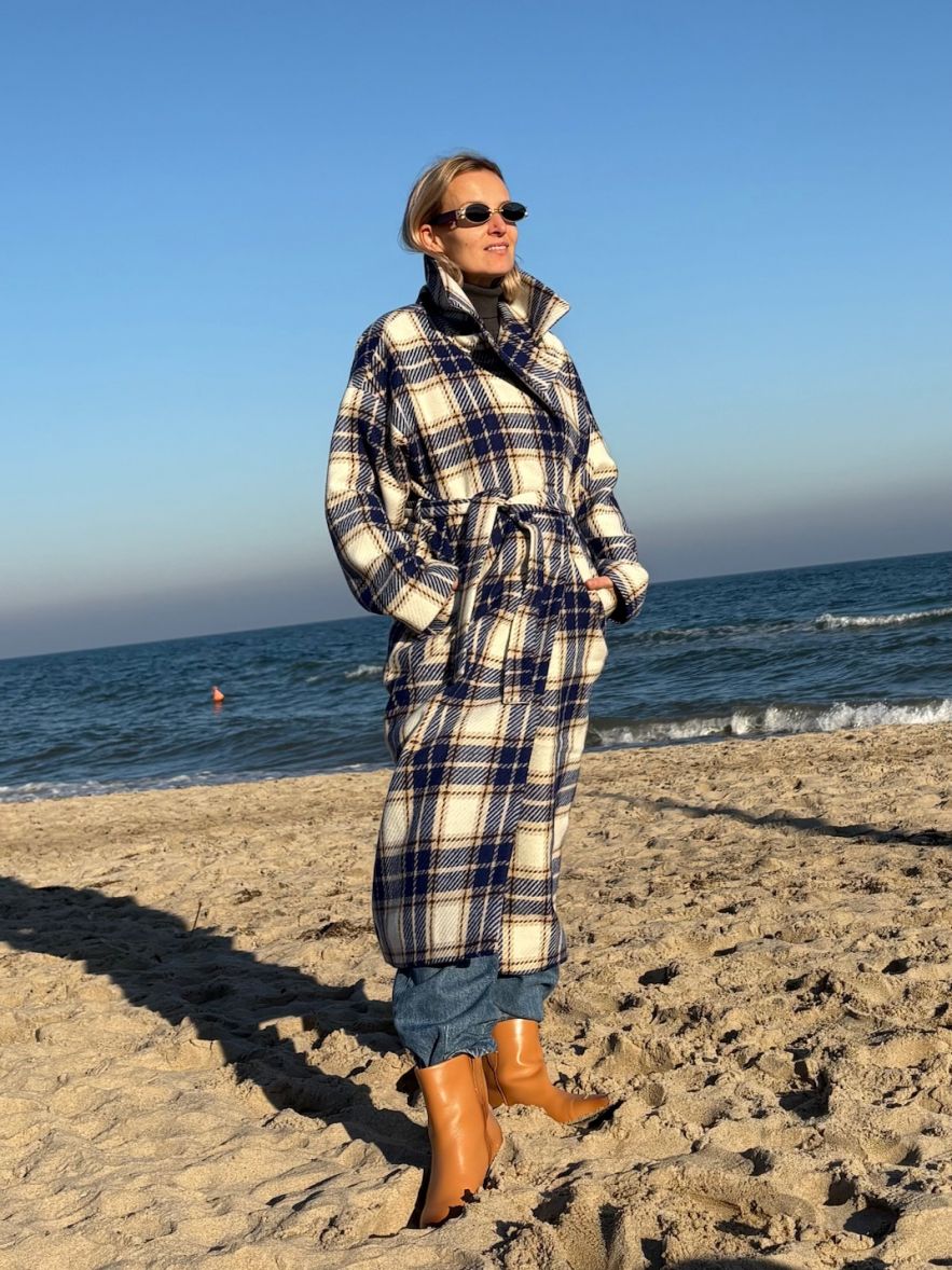 Płaszcz Wełniany Kind of Magic niebieska krata