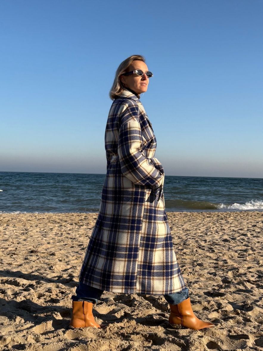 Płaszcz Wełniany Kind of Magic niebieska krata