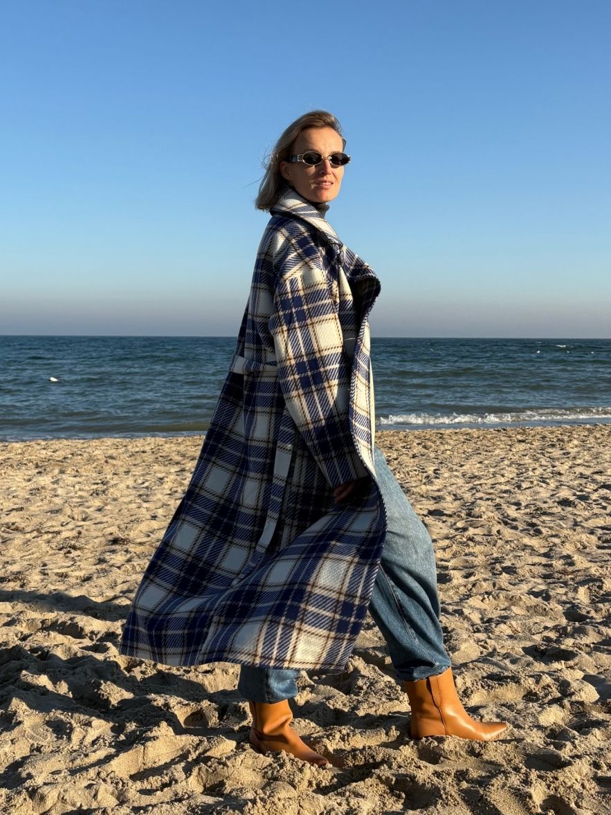 Płaszcz Wełniany Kind of Magic niebieska krata