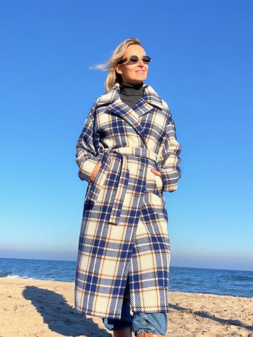 Płaszcz Wełniany Kind of Magic niebieska krata