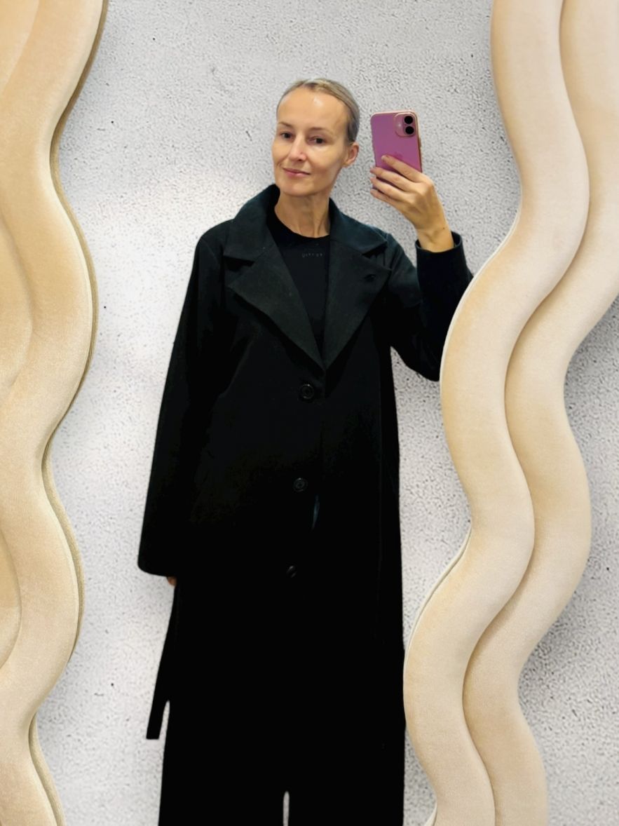 Płaszcz wełniany, przejściowy, bardzo ciemna zieleń