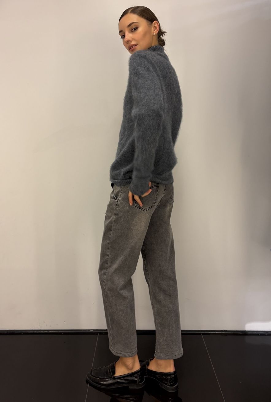 Szary sweter premium z golfem wyjątkowo miękki niegryzący szlachetny skład 100% kaszmir 