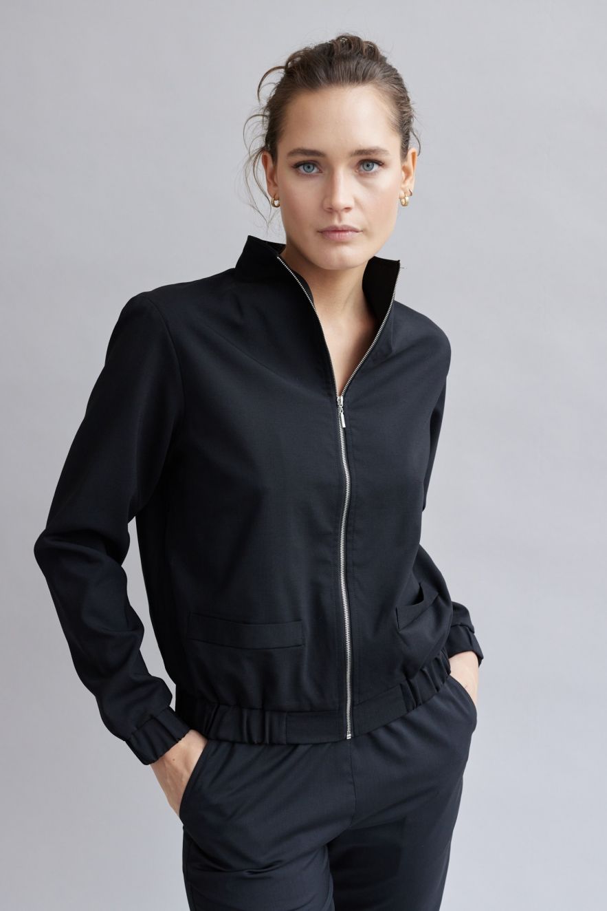 Wełniana bomberka THE NIGHT z włoskiej wełny z podszewką wiskozową 100% wełny