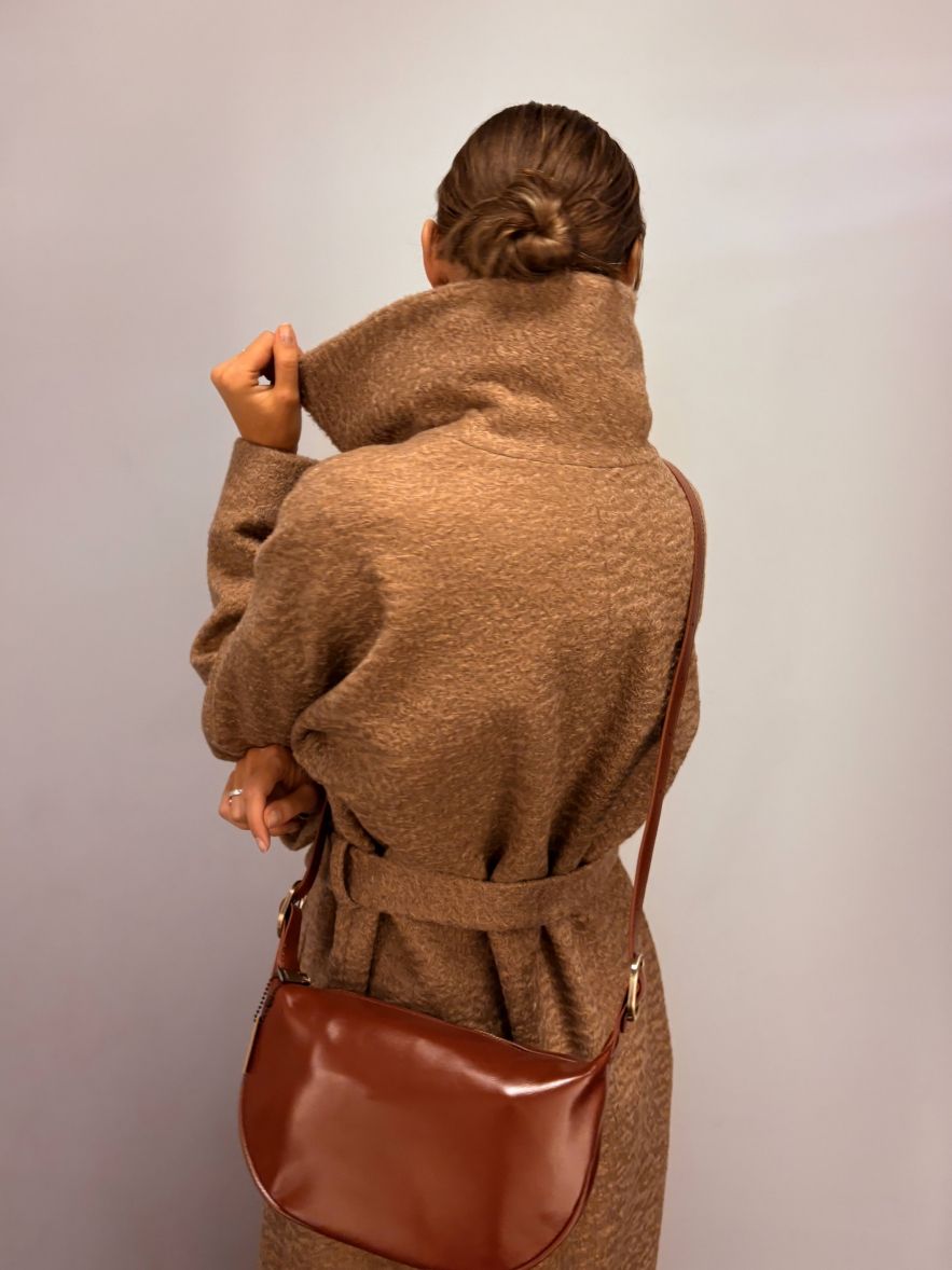 Skórzana brązowo koniakowa torebka gładka skóra 100% skóra naturalna