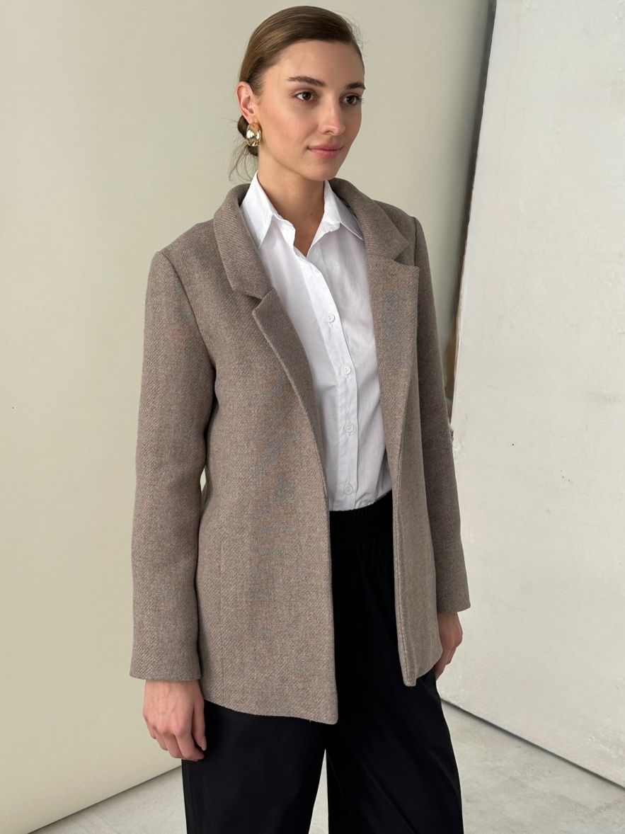 Oversize 100% Wełny Ciepła Marynarka Beżowa grubszej włoskiej wełny