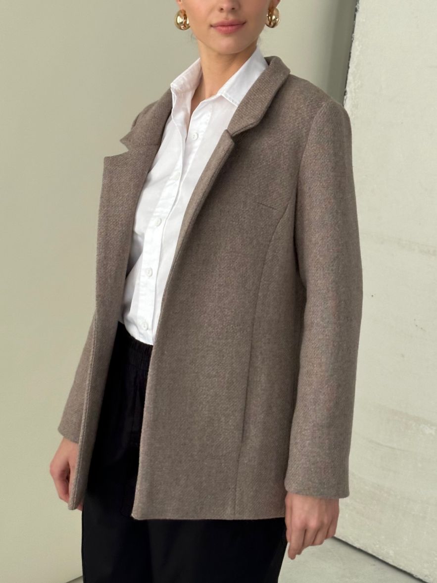 Oversize 100% Wełny Ciepła Marynarka Beżowa grubszej włoskiej wełny