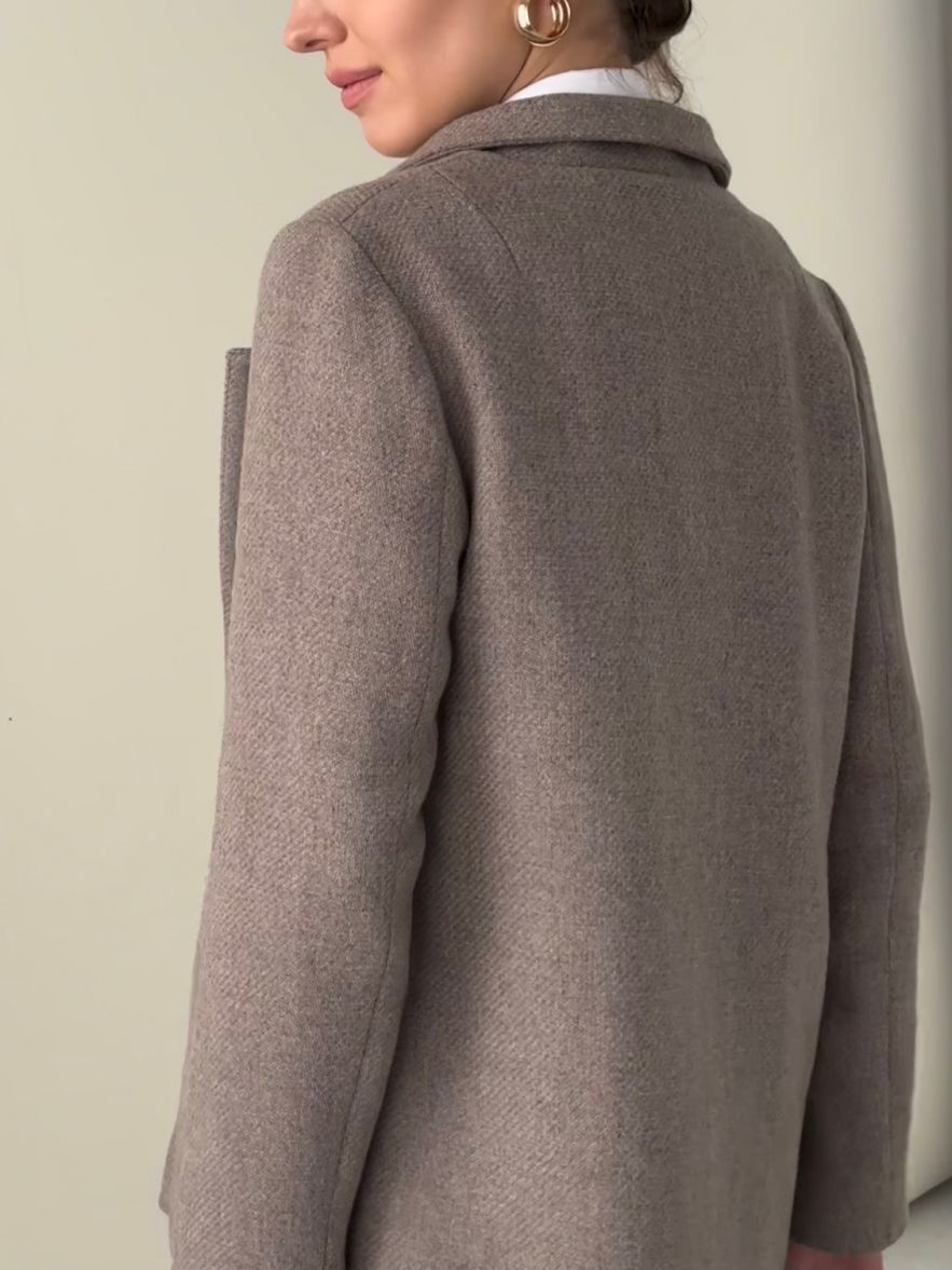 Oversize 100% Wełny Ciepła Marynarka Beżowa grubszej włoskiej wełny