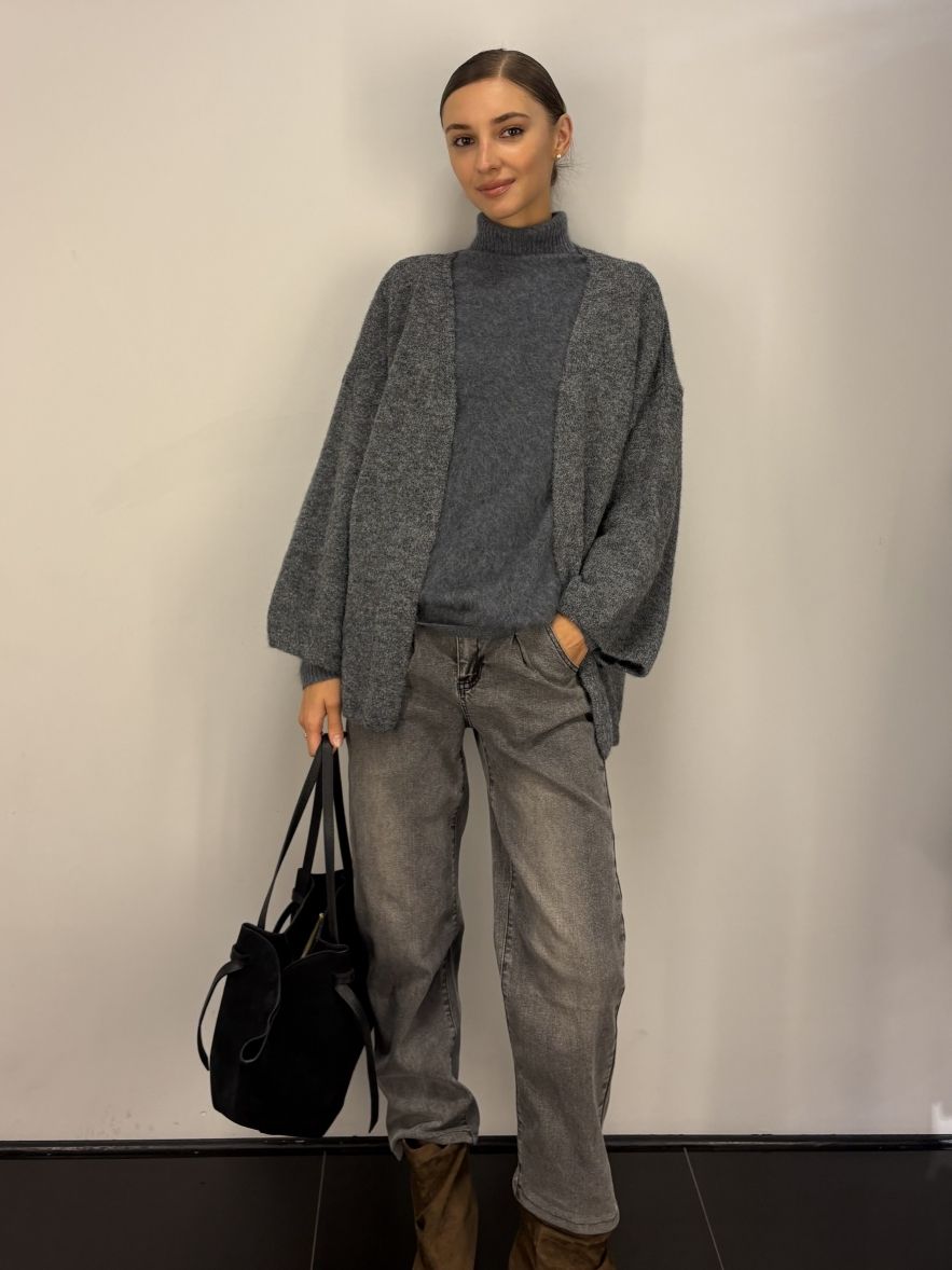 Bardzo duża torebka zamszowa czarna z podwójnymi uszami 100% skóra naturalna