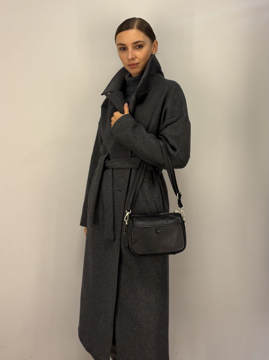 Skórzana mała torebka czarna o szerokim spodzie głęboka 100% skóra naturalna