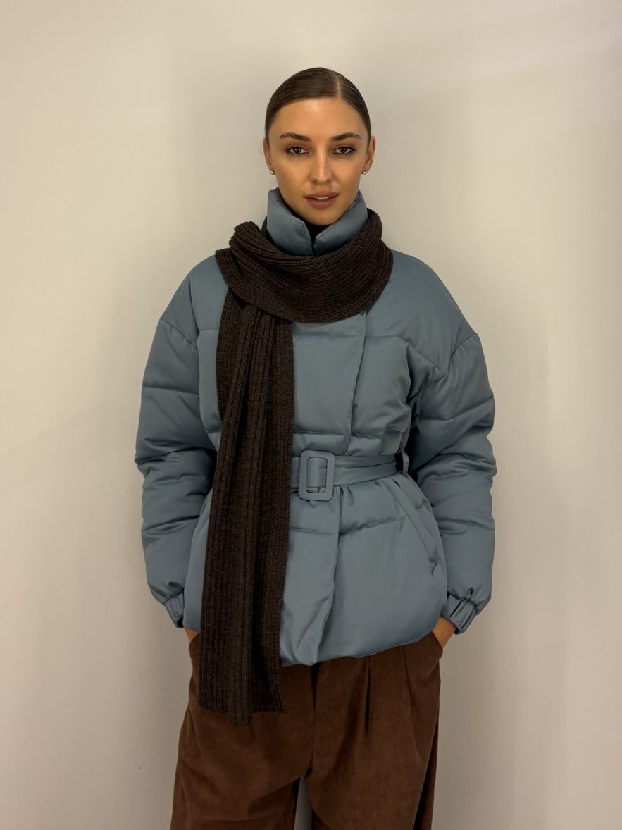 Wełniany zimowy SZAL 100% Merino unisex czekolada 