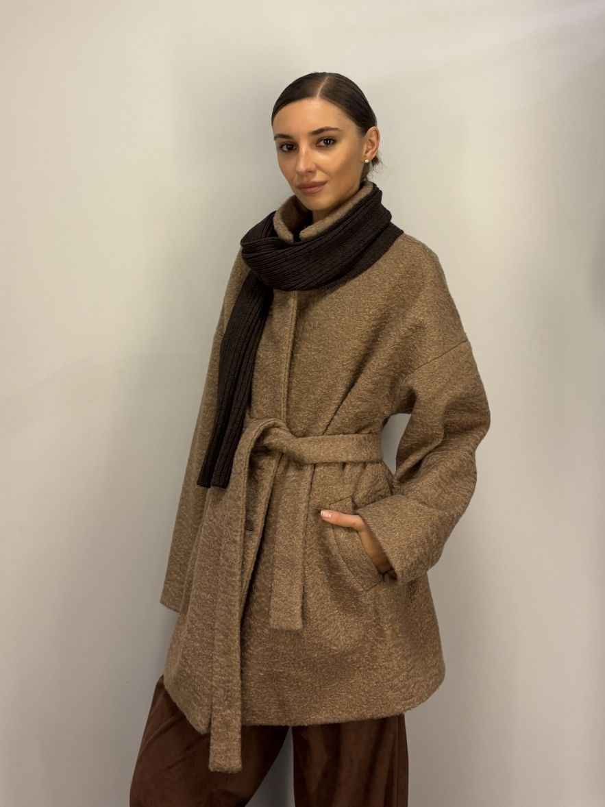 Wełniany zimowy SZAL 100% Merino unisex czekolada 