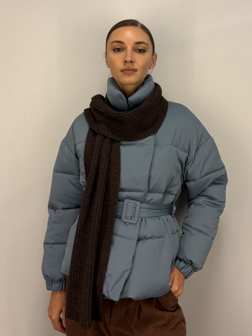 Wełniany zimowy SZAL 100% Merino unisex czekolada 