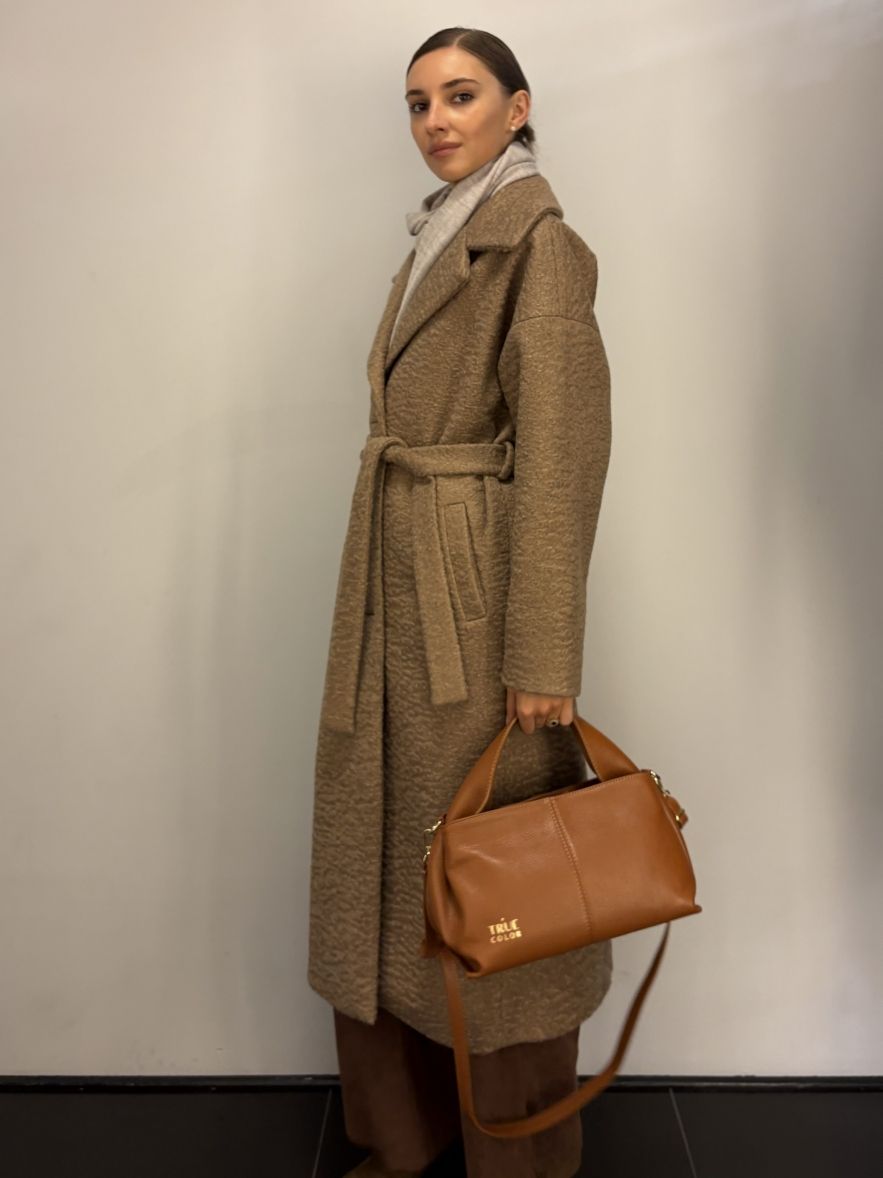 Skórzana camel koniak torebka kuferek 100% skóra naturalna