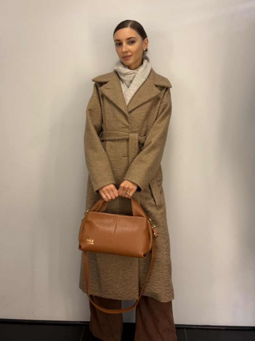 Skórzana camel koniak torebka kuferek 100% skóra naturalna