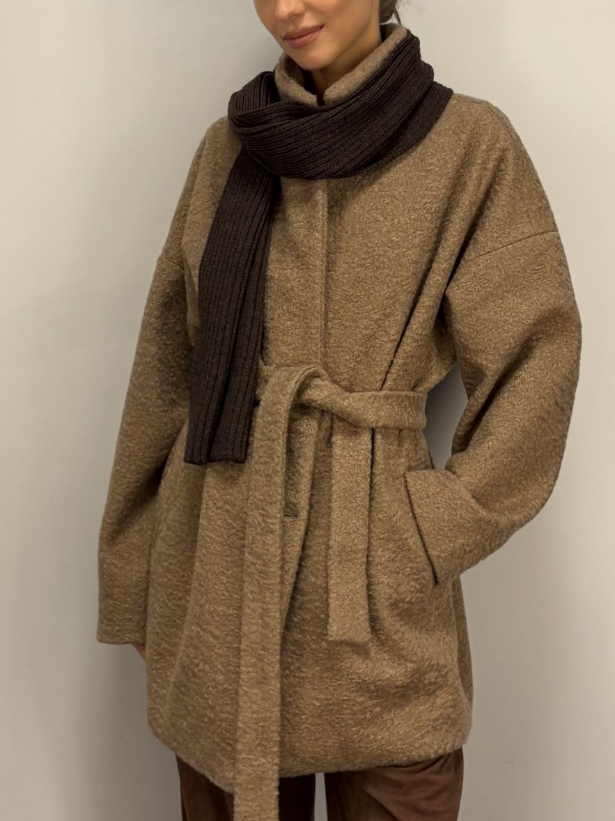 Wełniany zimowy SZAL 100% Merino unisex czekolada 