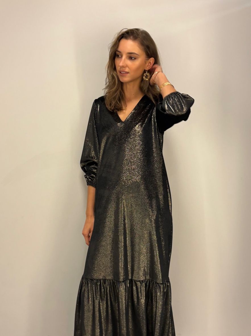 Czarno złota sukienka jak welur CELEBRATION 