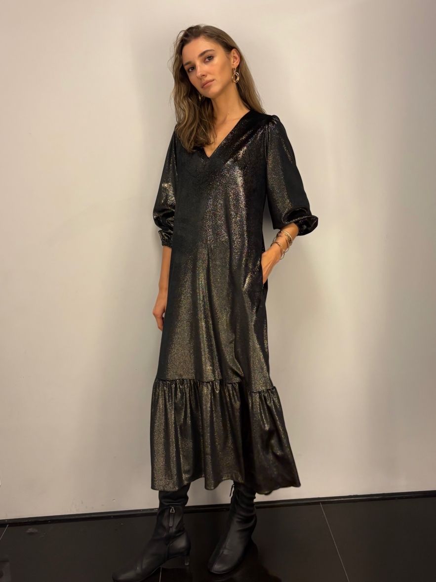 Czarno złota sukienka jak welur CELEBRATION 