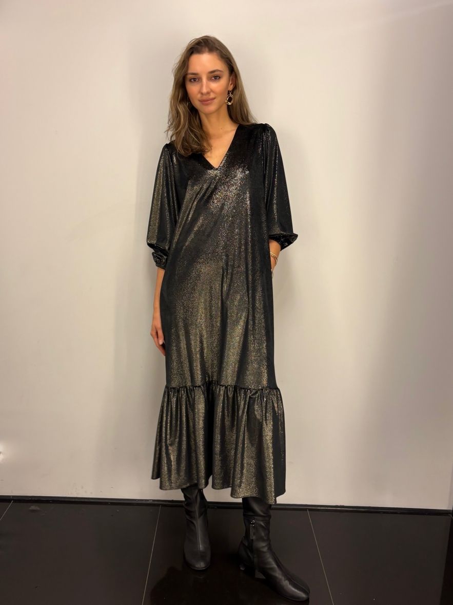 Czarno złota sukienka jak welur CELEBRATION 