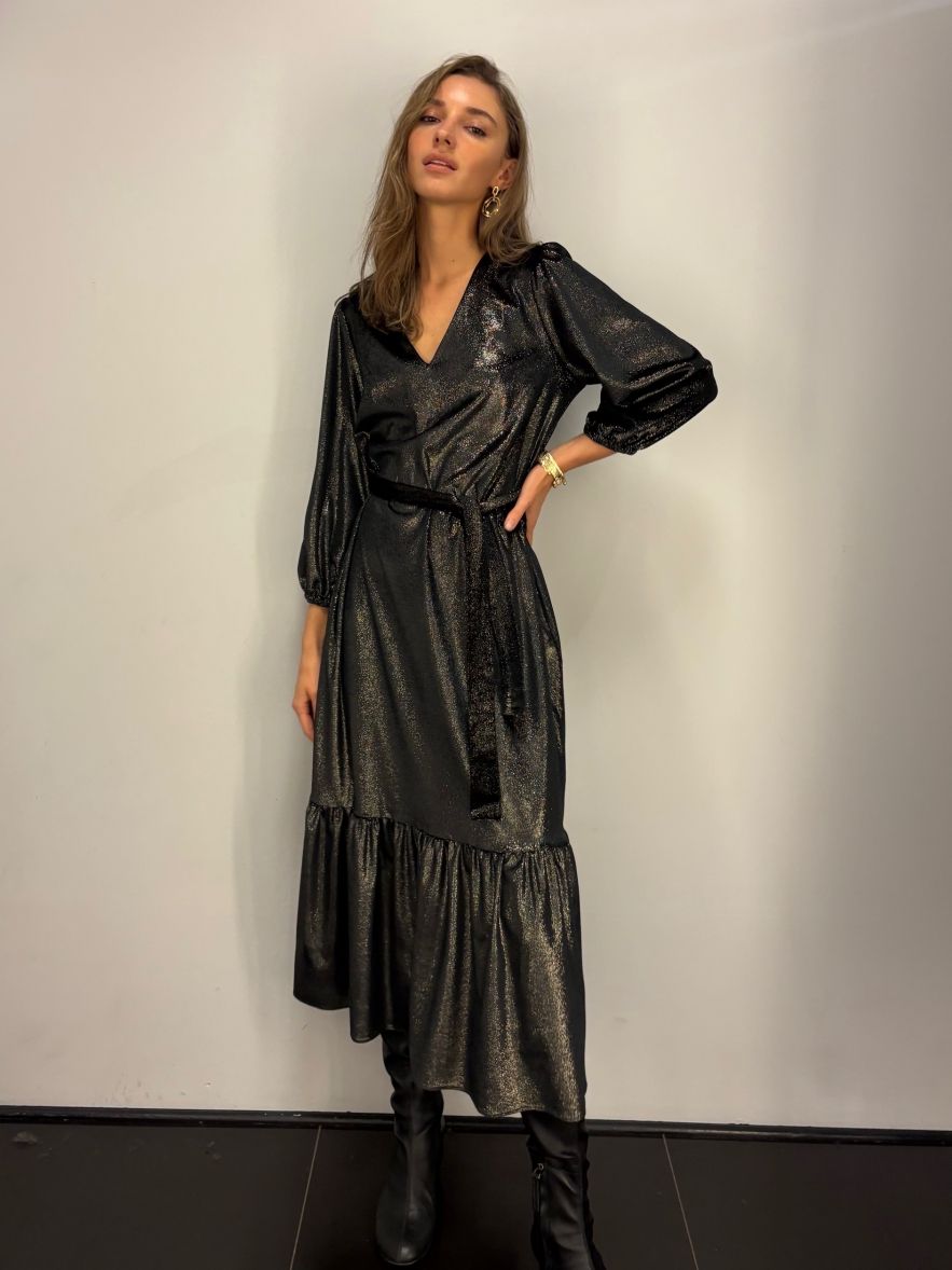 Czarno złota sukienka jak welur CELEBRATION 