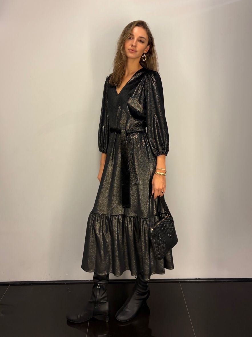 Czarno złota sukienka jak welur CELEBRATION 