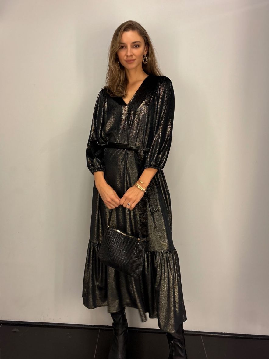 Czarno złota sukienka jak welur CELEBRATION 