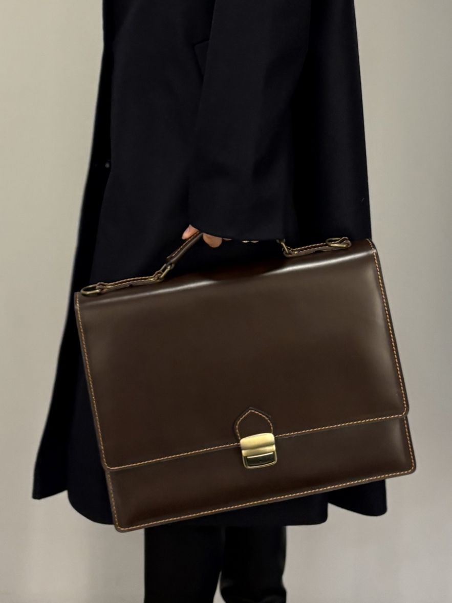 Neseser teczka 100% skóra naturalna gładka skóra brąz 