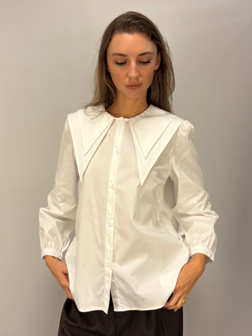 Nowa bawełniana 100% Koszula z mocno wydłużonym podwójnym kołnierzykiem