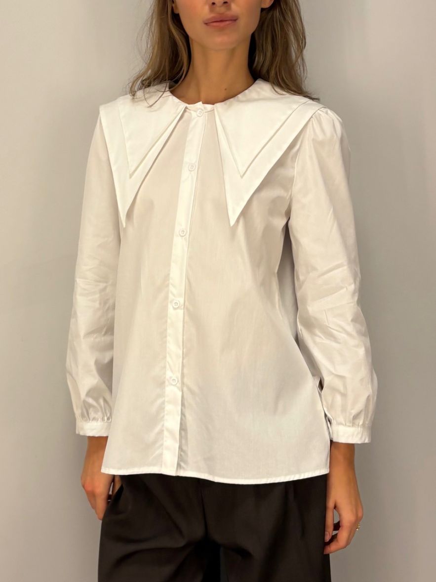 Nowa bawełniana 100% Koszula z mocno wydłużonym podwójnym kołnierzykiem