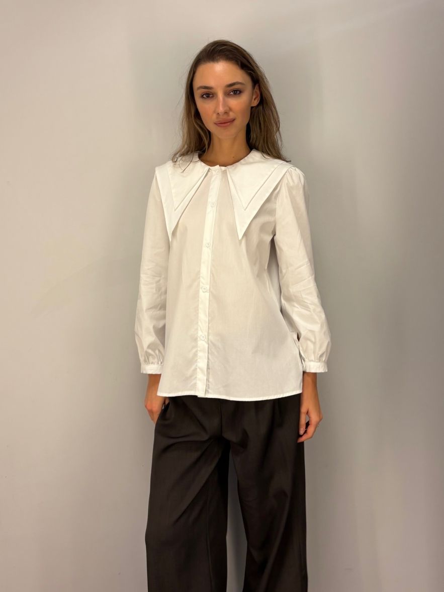 Nowa bawełniana 100% Koszula z mocno wydłużonym podwójnym kołnierzykiem