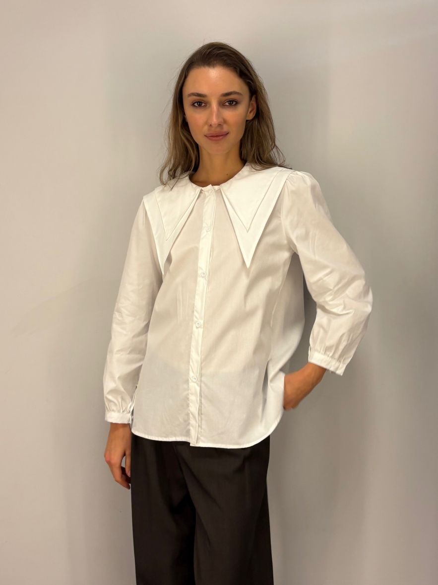 Nowa bawełniana 100% Koszula z mocno wydłużonym podwójnym kołnierzykiem