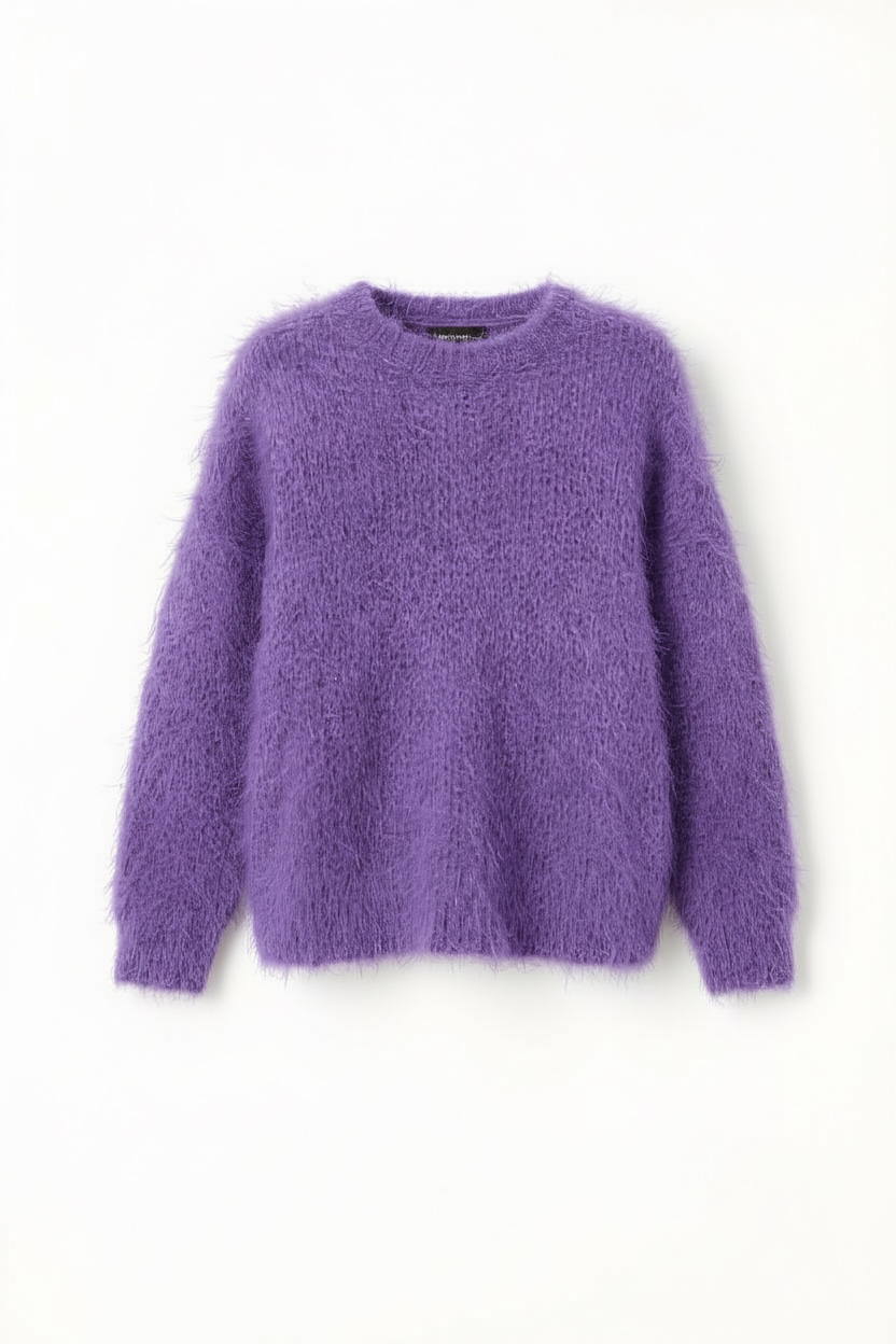 Sweter premium miękki szlachetny skład 100% kaszmir fiolet laweda