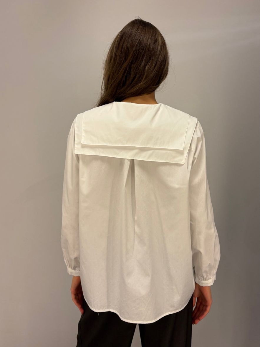 Nowa bawełniana 100% Koszula z mocno wydłużonym podwójnym kołnierzykiem