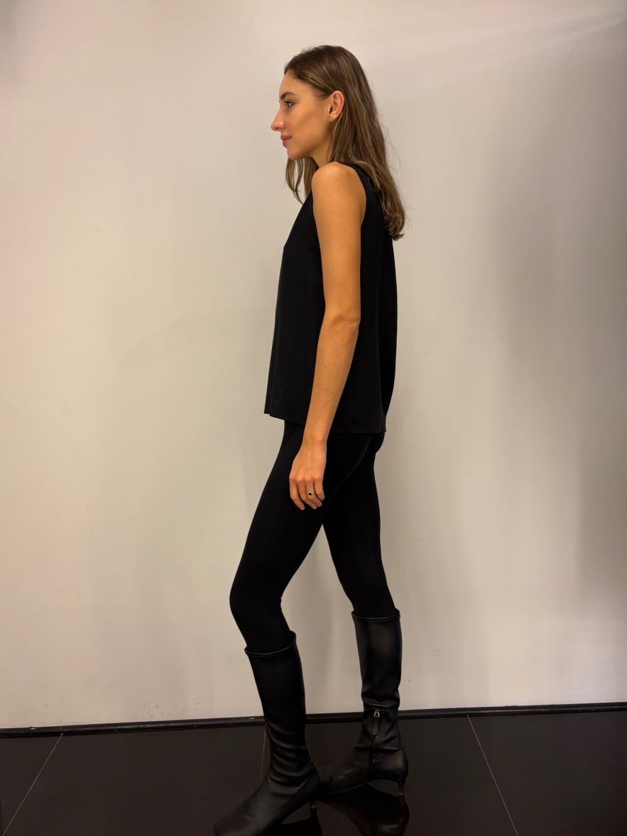 Czarny wiskozowy top bluzka samodzielny lub pod marynarkę