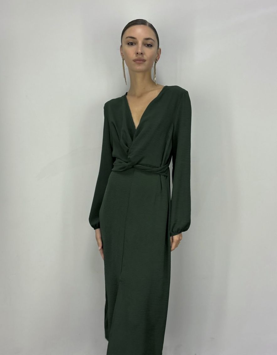 Sukienka maxi 100% wiskoza ciemna zieleń 