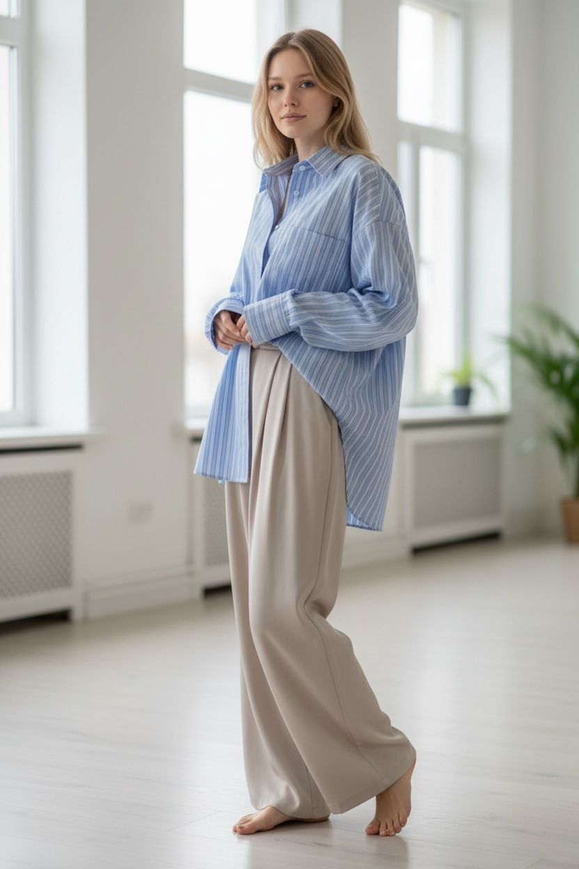 Szerokie spodnie palazzo zimny beż miękkiei z suwakiem